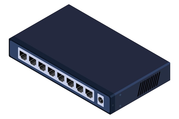 Isometric switch Networking ethernet switch Realistic isometric switch Network technology Vector illustration