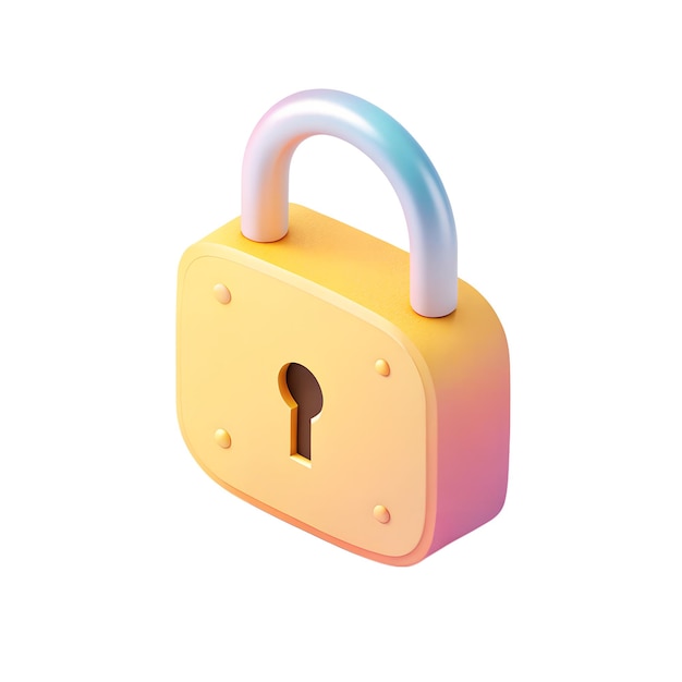 Isometric View of a Yellow Padlock A Symbol of Security and Protection