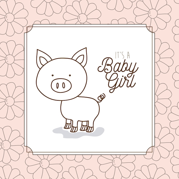 Vector its a girl hand draw invitation card