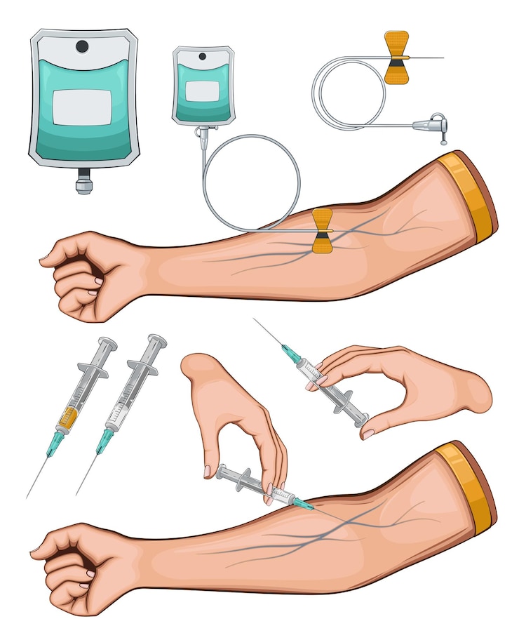 IV drip illustration Intravenous therapy Medicine elements background Medical Education Illustration