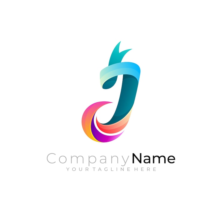 Vector j logo letter j logo with swoosh design vector colorful