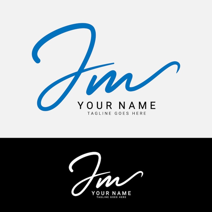 Vector j m jm initial letter logo alphabet jm handwritten signature logo
