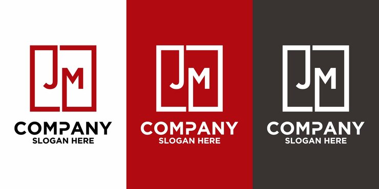 Vector j m lettering with square design vector template