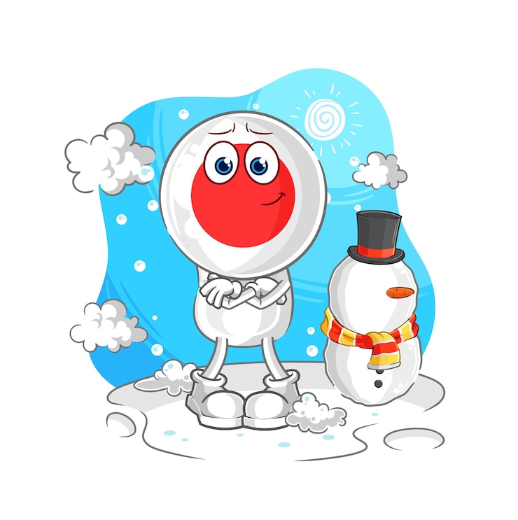 Vector japan in cold winter character cartoon mascot vector