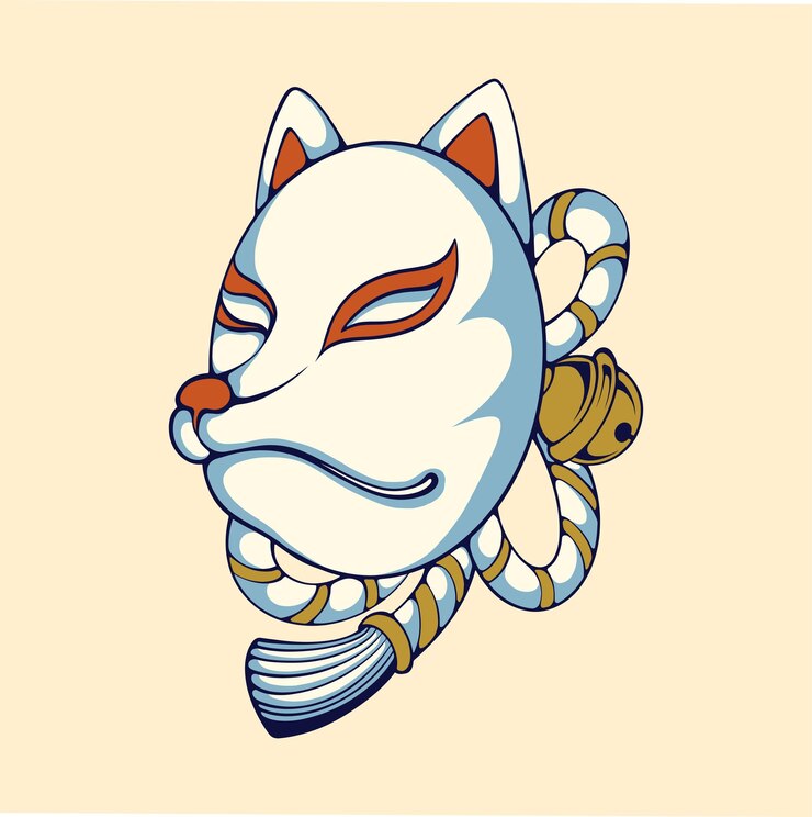 Vector japan kitsune mask vector art