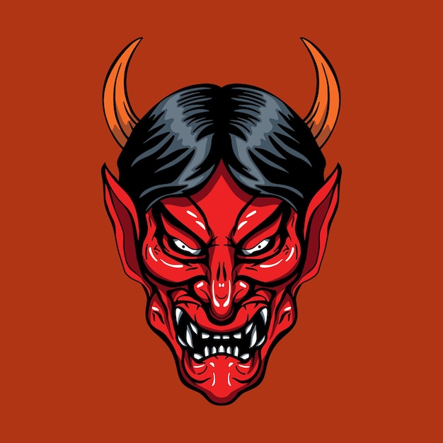 japanese devil demon oni mask premium vector
