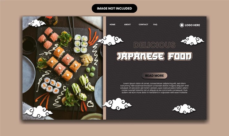 Vector japanese food landing page