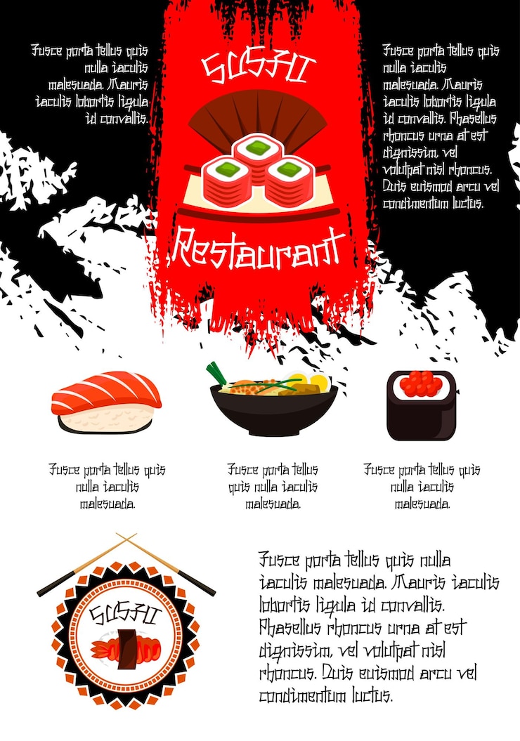 Vector japanese restaurant sushi menu vector poster
