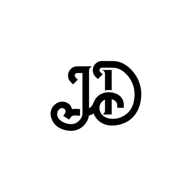 Vector jd monogram logo design letter text name symbol monochrome logotype alphabet character simple logo