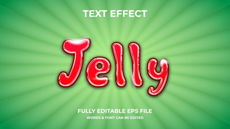 Vector jelly 3d text effect editable modern lettering typography font style