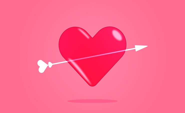 Jelly heart pierced by a white arrow