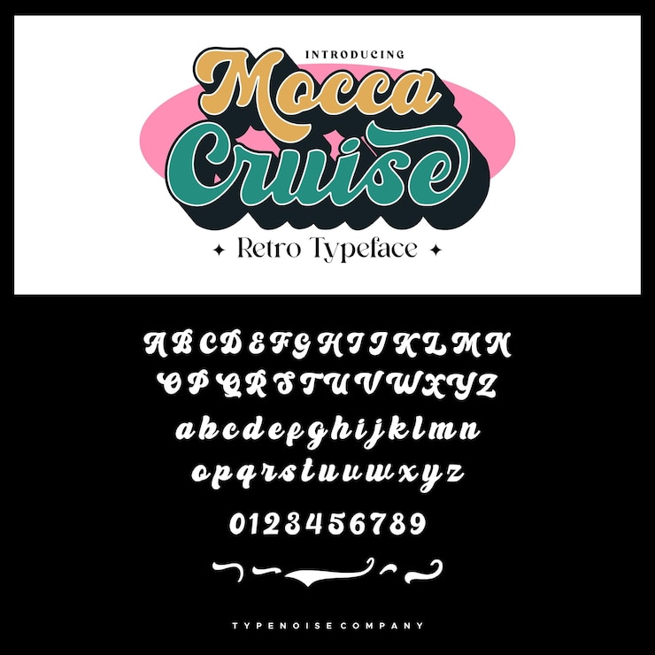 Vector jenis huruf retro mocca cruise