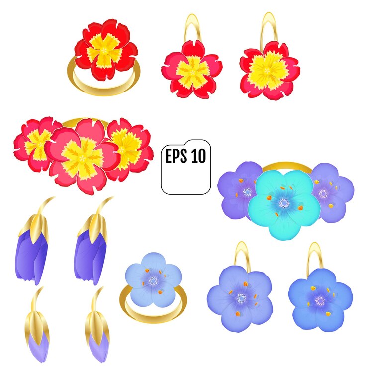 Vector jewelry  rings brooches earrings and pendants
