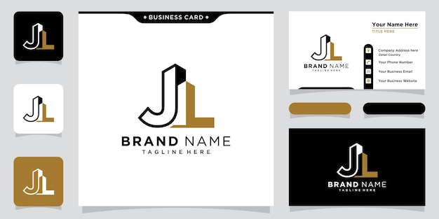 JL Initial logo concept with building template vector