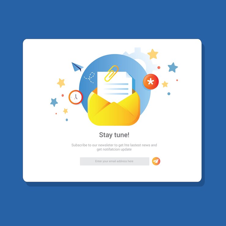 Vector join newsletter email notification for subscriber or customer landing page
