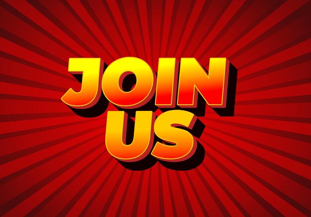 join us text effect in good colors with 3d style