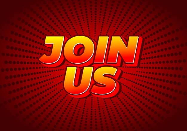 join us text effect in good colors with 3d style