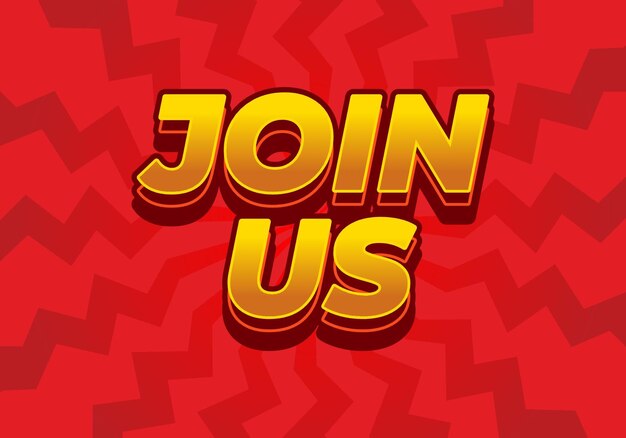join us text effect in good colors with 3d style