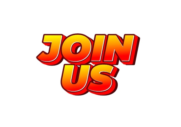 join us text effect in good colors with 3d style