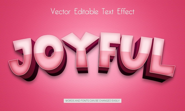 Vector joyful 3d editable text style effect