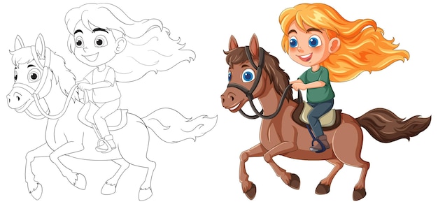 Joyful Child Riding a Pony