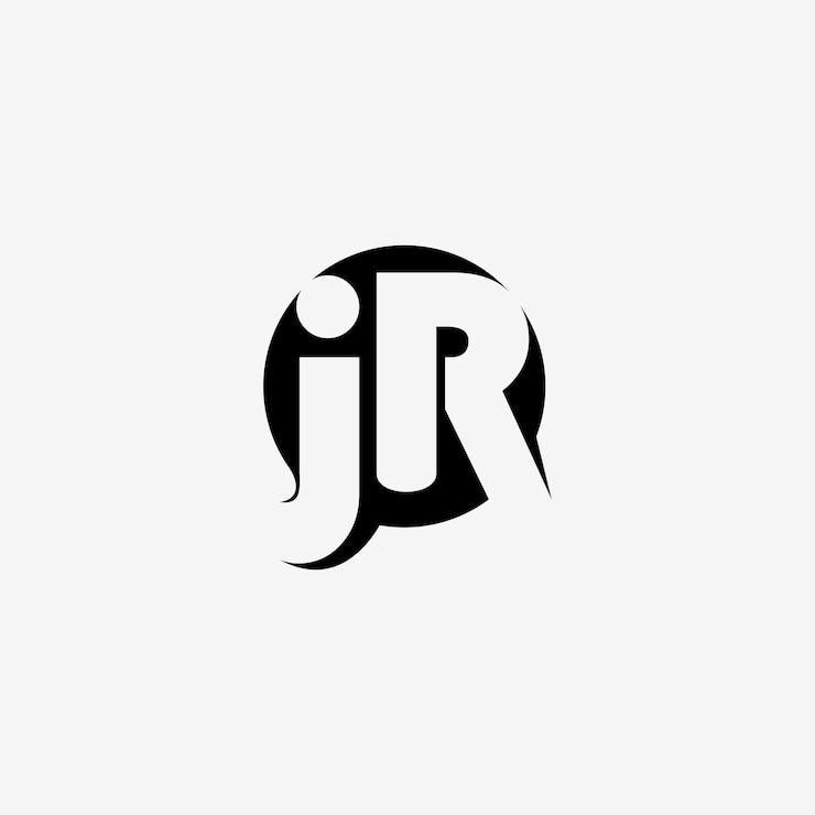 Vector jr inside circle monogram logo with gray background