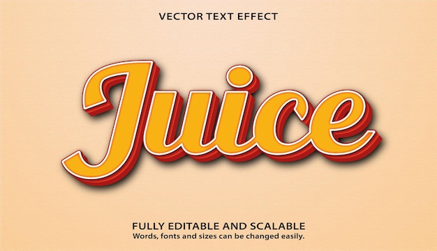 Juice 3d editable text effect premium Vector