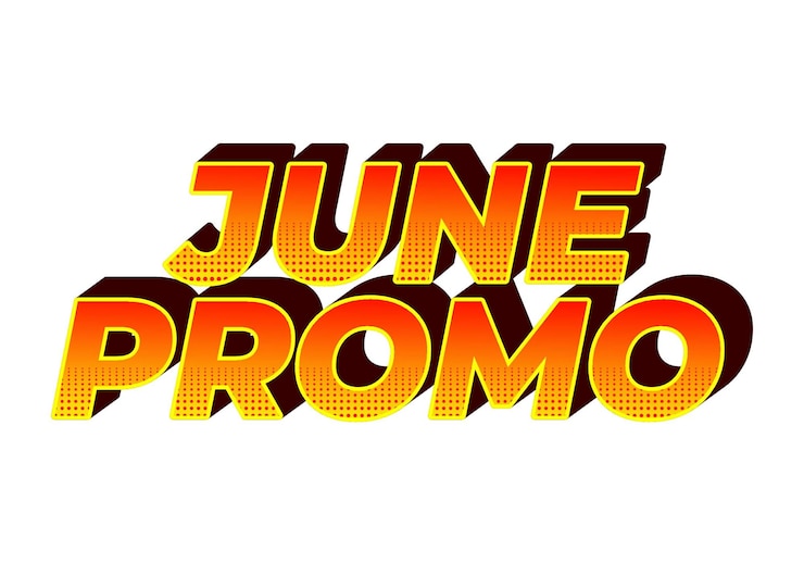 Vector june promo text effect in 3d look with eye catching colors