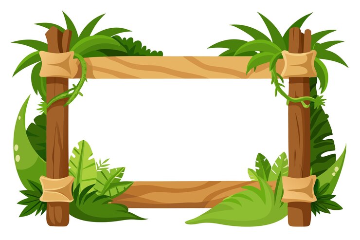 Vector jungle wooden frame