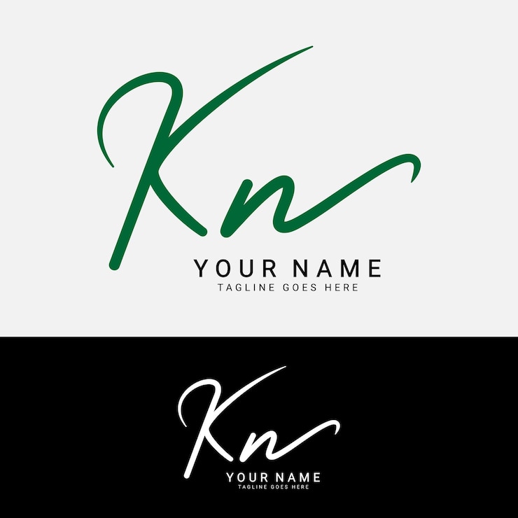 Vector k n kn initial letter logo alphabet kn handwritten signature logo