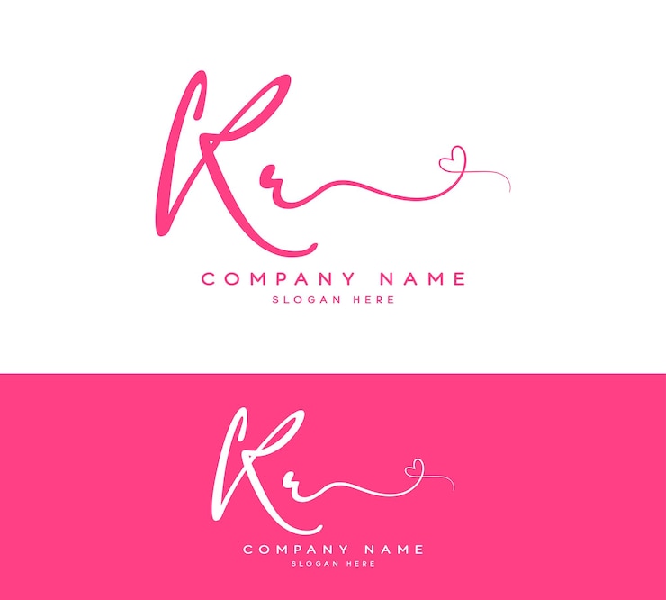 Vector k r kr initial letter handwriting and signature logo