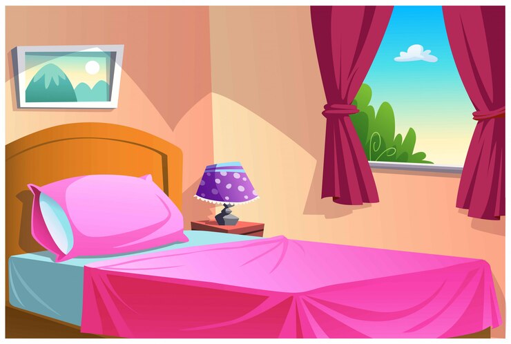 Vector kamar tidur di rumah sangat manis dan indah.