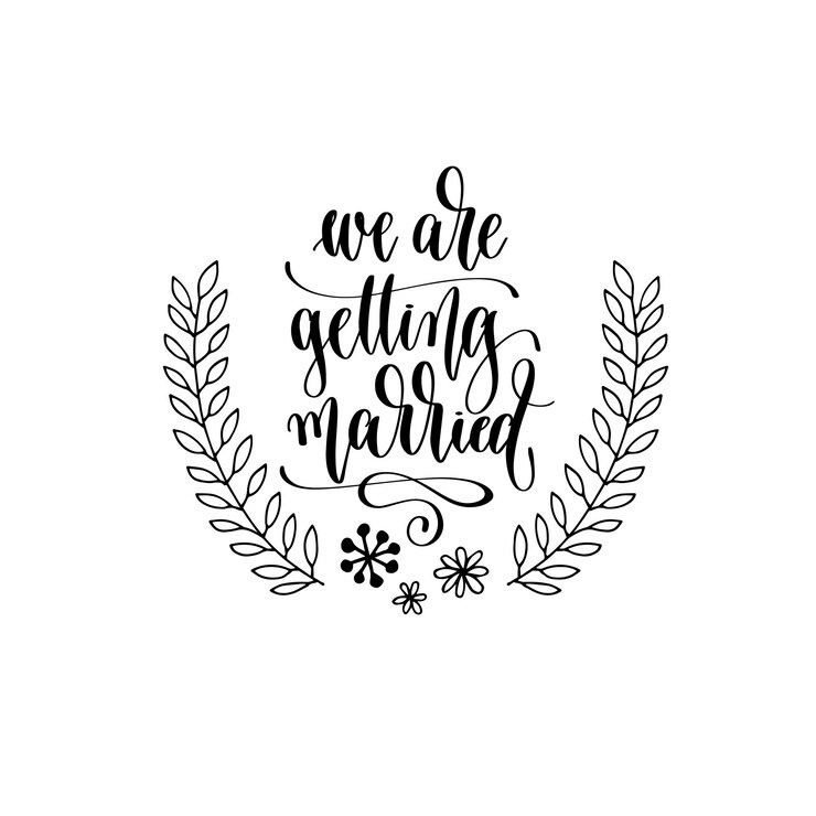 Vector kami akan menikah, tulisan tangan, prasasti untuk undangan pernikahan atau desain hari valentine