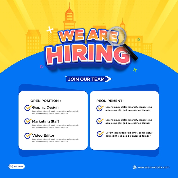 Vector kami sedang merekrut banner lowongan kerja atau templat postingan media sosial