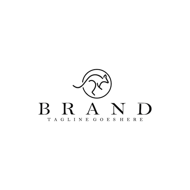Kangaroo with line style logo design
