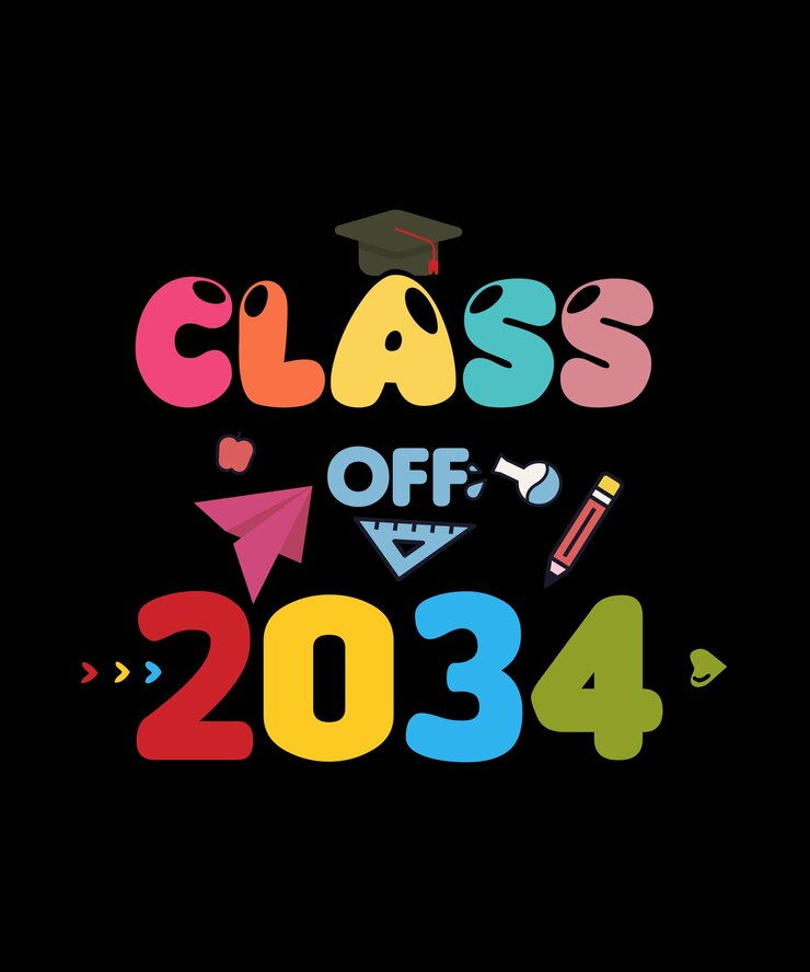 Vector kaos kelulusan prasekolah lulusan kelas 2034