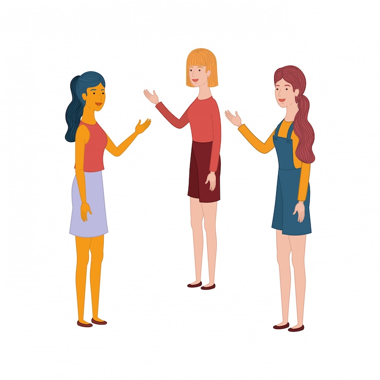 Vector karakter avatar wanita muda berdiri