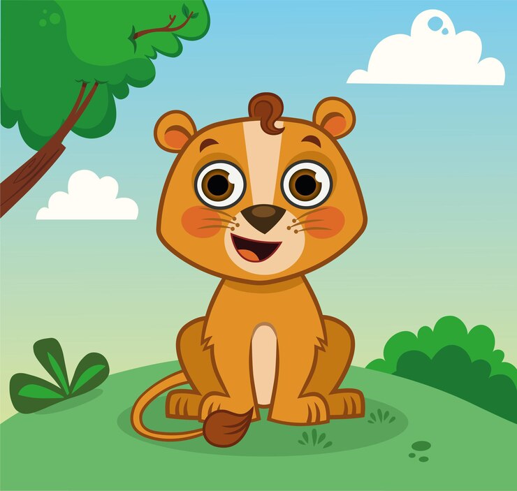Vector karakter kartun bayi singa