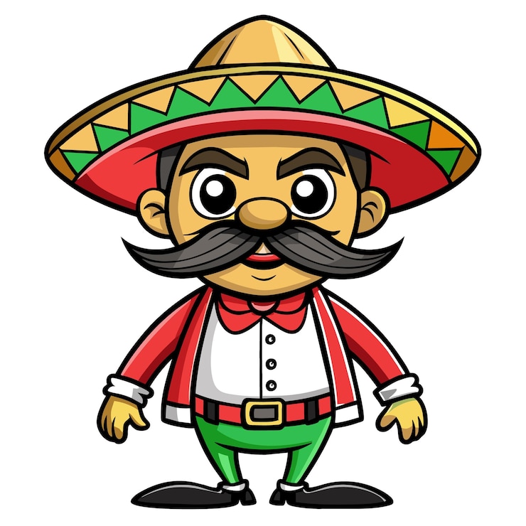Vector karakter kartun dengan kumis dan kumis