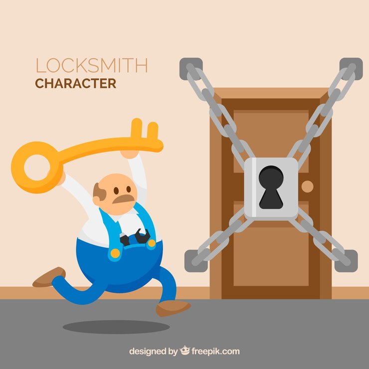 Vector karakter tukang kunci datar