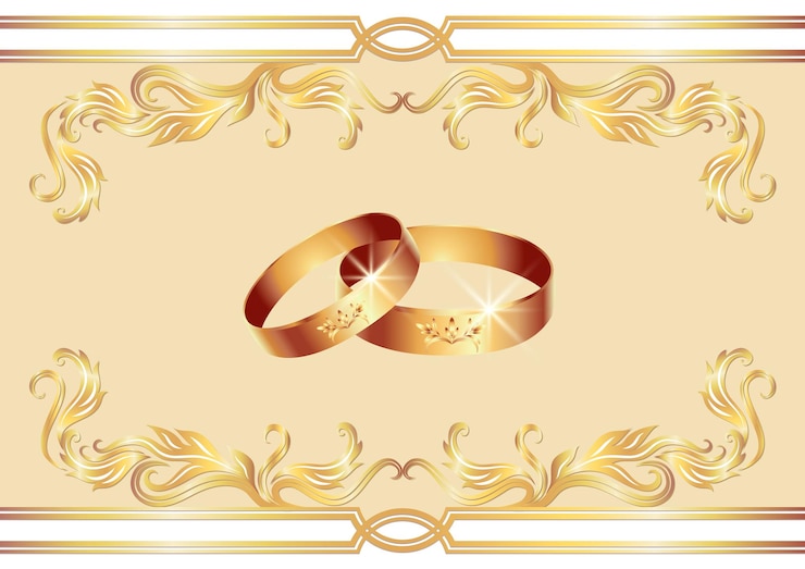 Vector kartu dengan cincin kawin