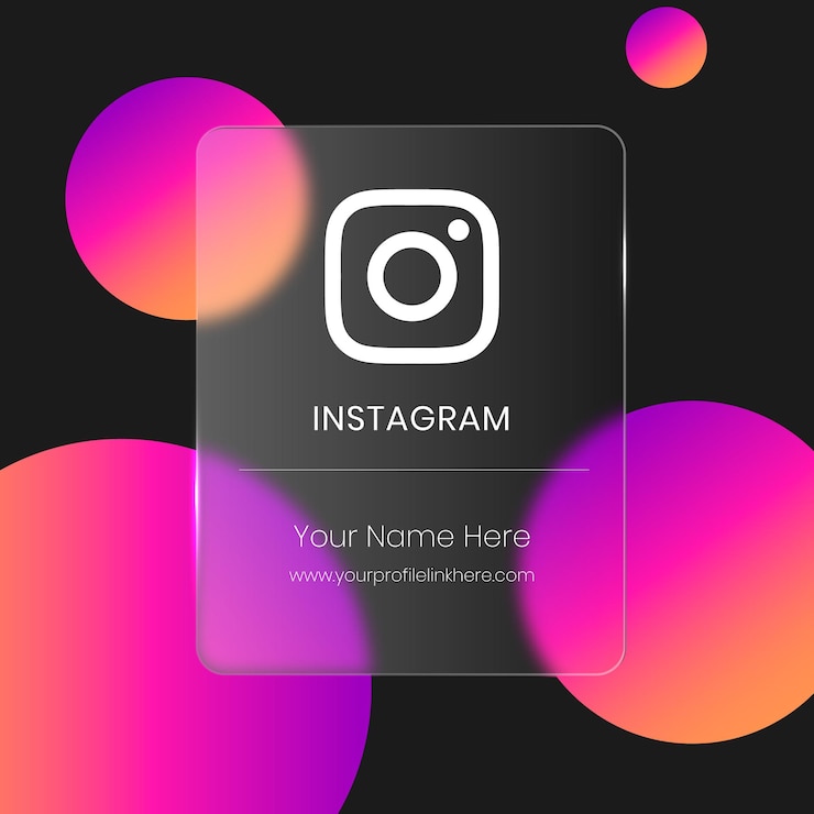 Vector kartu kaca buram transparan instagram