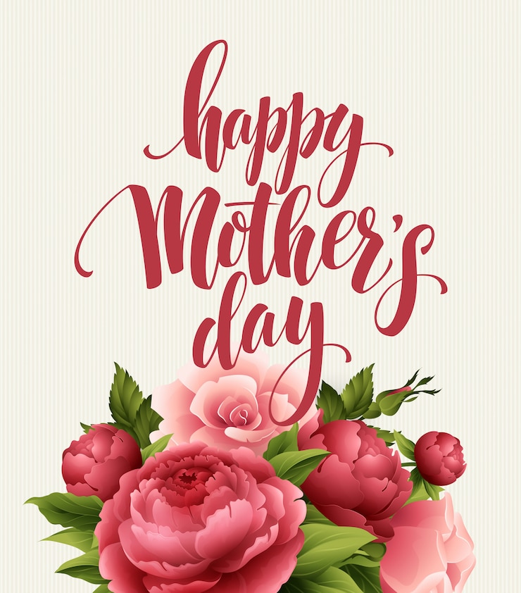 Vector kartu ucapan hari ibu dengan tulisan tangan. kartu ucapan dengan bunga.