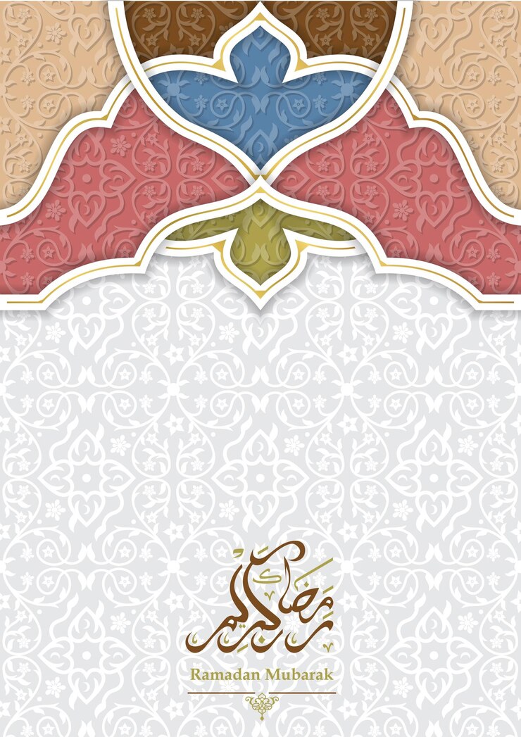 Vector kartu ucapan ramadan kareem yang indah dengan kaligrafi arab dan ornamen pola