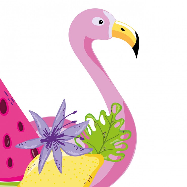Vector kartun burung flamingo tropis