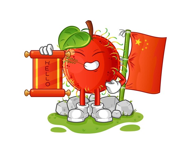 Kartun Cina rambutan vektor maskot kartun