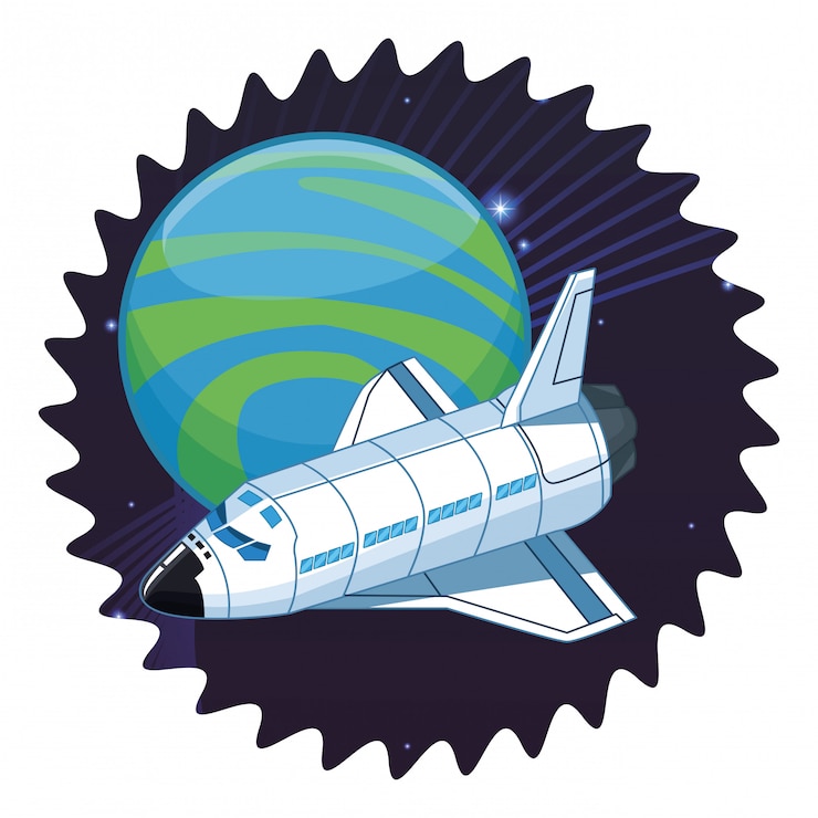 Vector kartun eksplorasi ruang angkasa dan planet