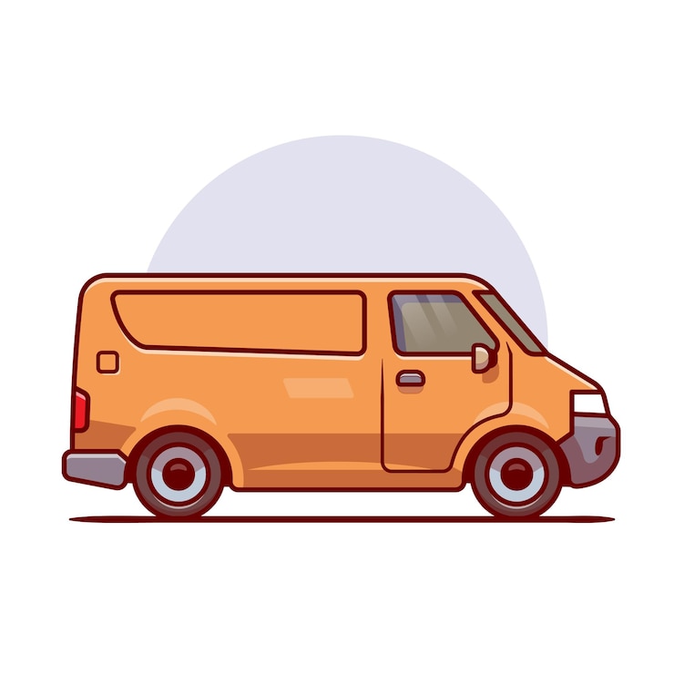 Vector kartun kargo mobil pengiriman. transportasi kendaraan terisolasi