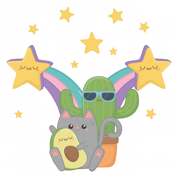 Vector kartun kawaii terisolasi