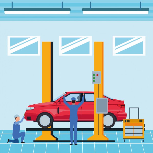 Kartun manufaktur mobil industri